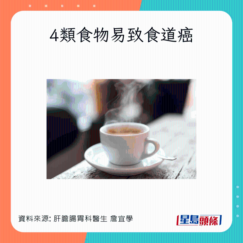 4類食物易致食道癌：熱飲