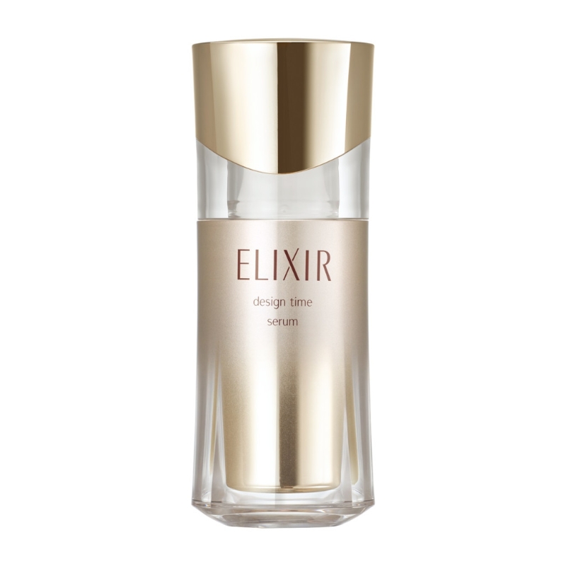 Elixir干細胞膠原再生緊致精華/$370的「彈力膠原Fill up Complex」獨家成分，糅合鳶尾根萃取精華、矢車菊萃取精華、甘油等成分，有助提升膠原蛋白密度。 水芥萃取精華BG、及維他命B8復合物，帶來水嫩光感肌。
