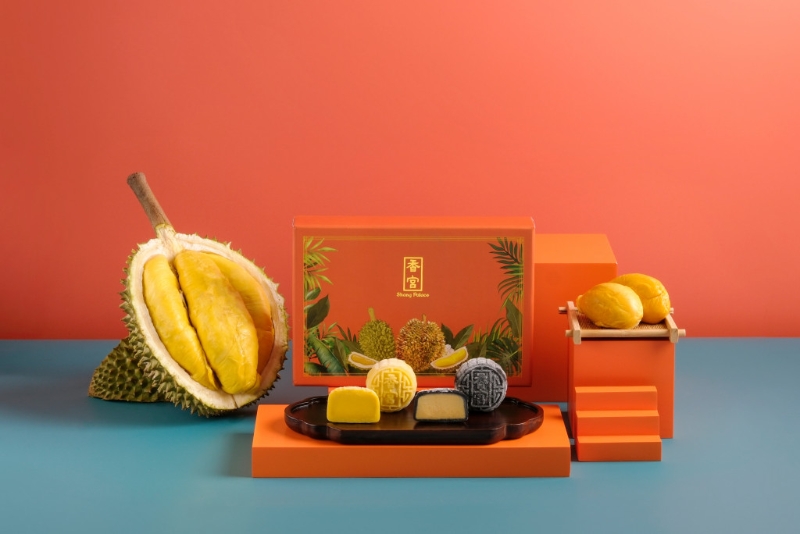 香宮榴蓮冰皮月餅二重奏，包含貓山王及黑刺榴蓮冰皮月餅各3件。 - 副本