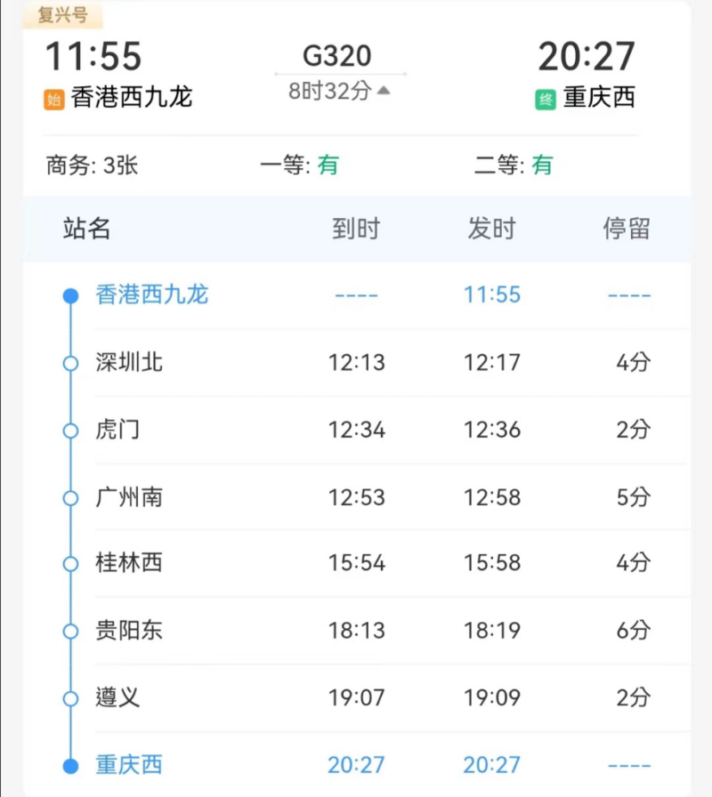 香港西九龍高鐵直達重慶，G320高鐵一路吃不停！