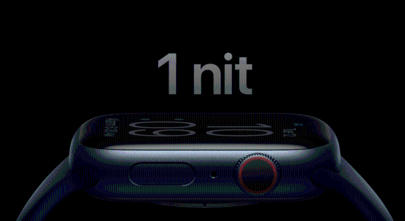 Apple Watch Series 9屏幕亮度可以調低至1nit。