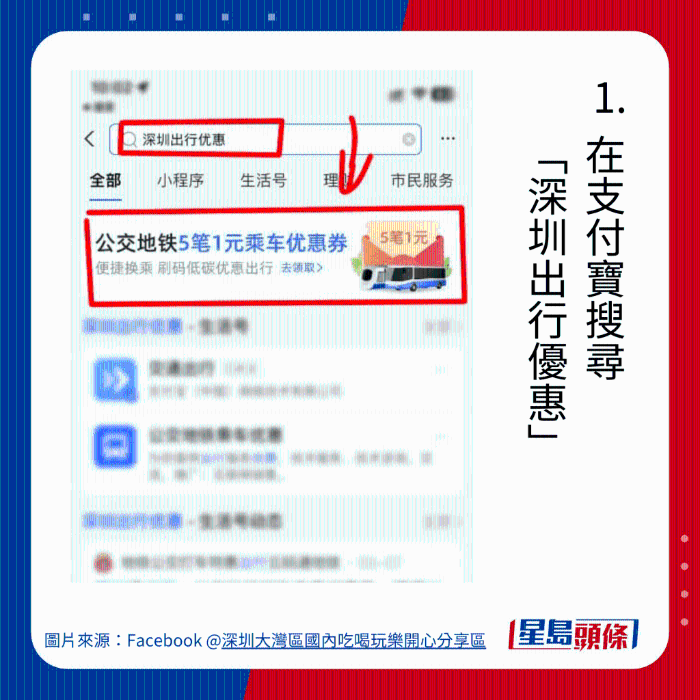 1. 在支付寶搜尋 “深圳出行優惠”