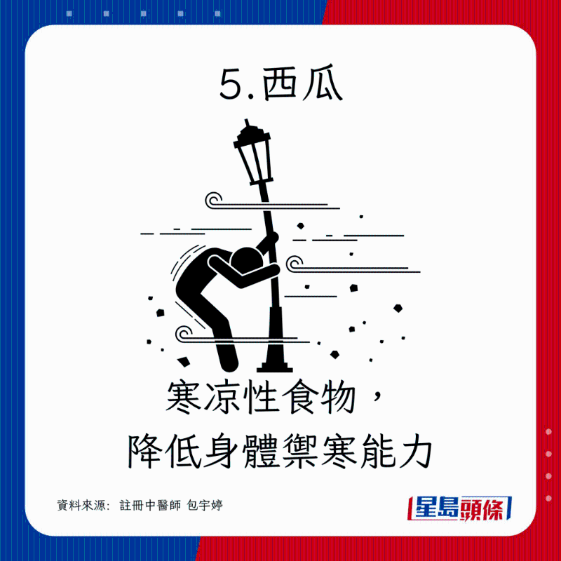 寒涼性食物，降低身體御寒能力