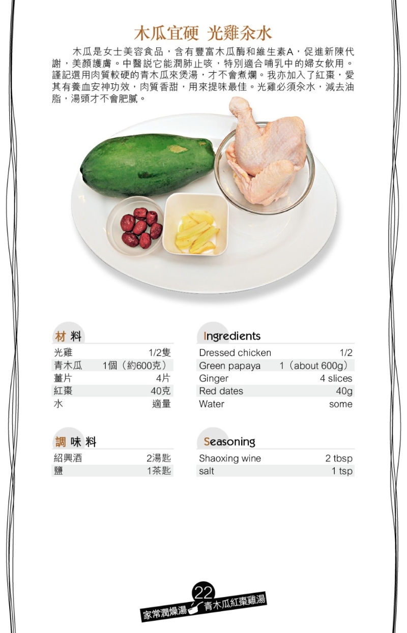 潤肺美顏家常湯 青木瓜紅棗雞湯2 潤肺美顏家常湯 青木瓜紅棗雞湯2