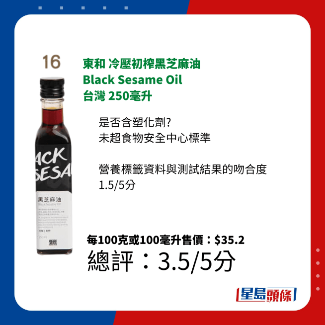 東和 冷壓初榨黑芝麻油 Black Sesame Oil 臺灣 250毫升 東和 冷壓初榨黑芝麻油 Black Sesame Oil 臺灣 250毫升