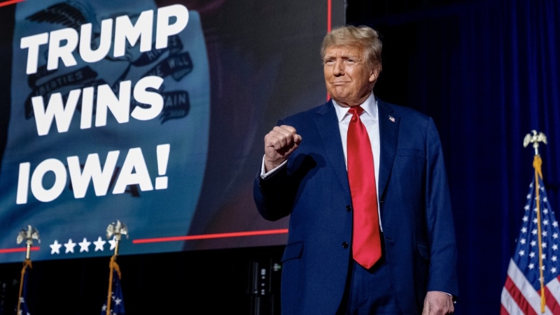 特朗普官司纏身但人氣爆燈，先拔頭籌贏得共和黨2024年總統選舉首場初選衣阿華州。 美聯社