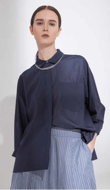 Atsuro Tayama海軍藍條紋背幅打褶上衣 Atsuro Tayama海軍藍條紋背幅打褶上衣