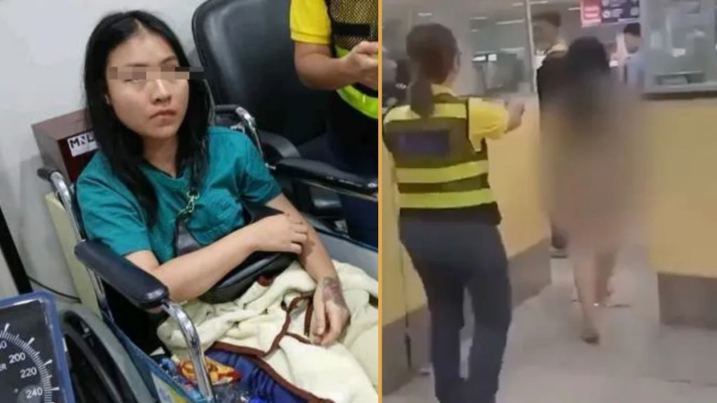 阮秋莊不滿簽證過期被罰款，全裸大鬧菲律賓機場。 （平臺X）