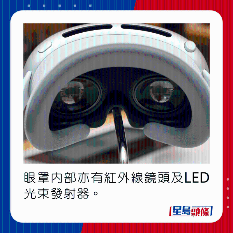 眼罩內部亦有紅外線鏡頭及LED光束發射器。