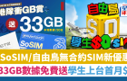 SoSIM新舊客1方法激賞33GB/30日數據，自由鳥學生上臺首月免費