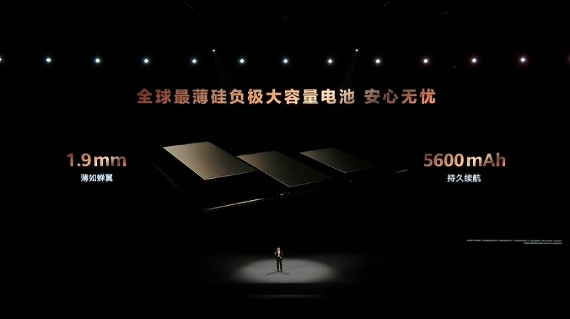 螢幕鋪有非牛頓物料保護，加強耐用度，電池只厚1.9mm，電量達5,600mAh，支援66W及50W有線及無線快充，還可經天通衛星進行通訊，在沒有手機網絡的地方亦可保持聯系。