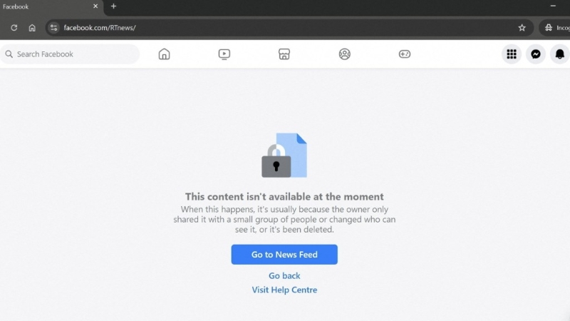Facebook RT帳號消失。
