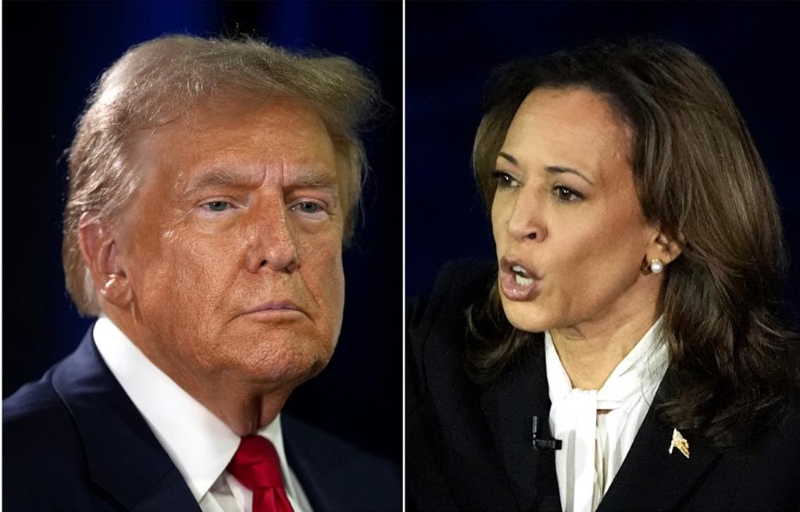 最新民調顯示，哈里斯在6個關鍵搖擺州以微弱優勢擊敗特朗普。美聯社