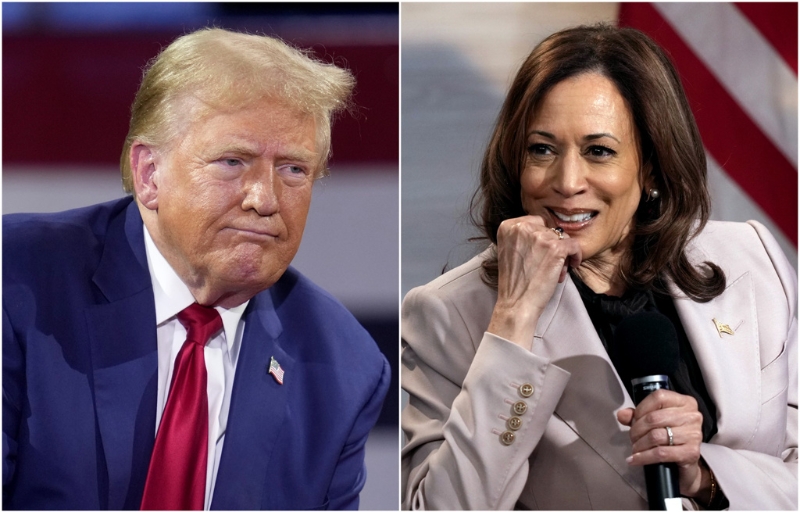 美媒預測，川普贏印第安納州、肯塔基州，以19張選舉人票領先，賀錦麗贏佛蒙特州，獲3票。（美聯社）