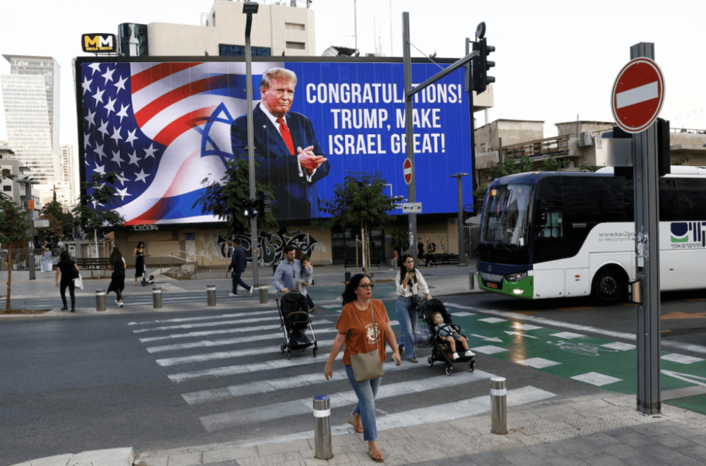 特朗普勝出美國總統選舉后，以色列首都耶路撒冷和第二大城特拉維夫等的市面上出現多張祝賀特朗普當選的宣傳牌。 路透社.png