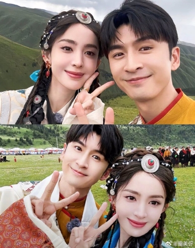 古力娜扎與張云龍早前曾一同參加內地綜藝節目《旅行任意門》。