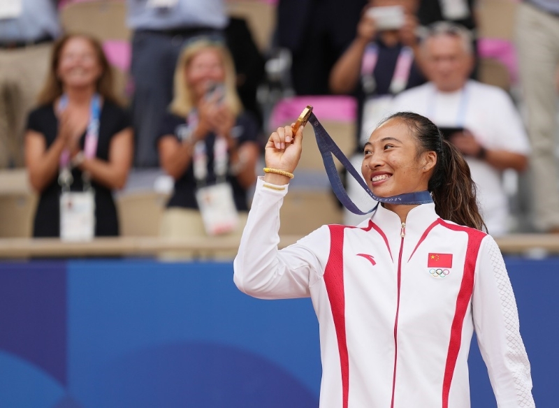 鄭欽文取得奧運女單冠軍。 新華社