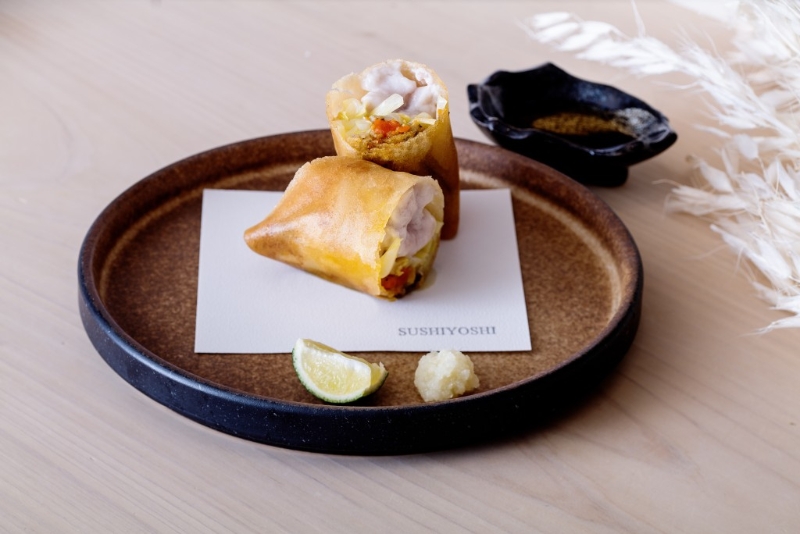 大閘蟹鱈魚白子春卷