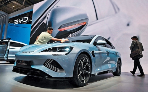 比亞迪電動汽車在德國慕尼黑車展展出。