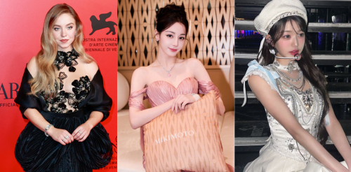 第六到四名則由席妮史威尼（左起）、中國女星迪麗熱巴以及IVE成員張員瑛拿下。