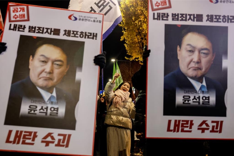 圖為韓國示威民眾。（路透社）