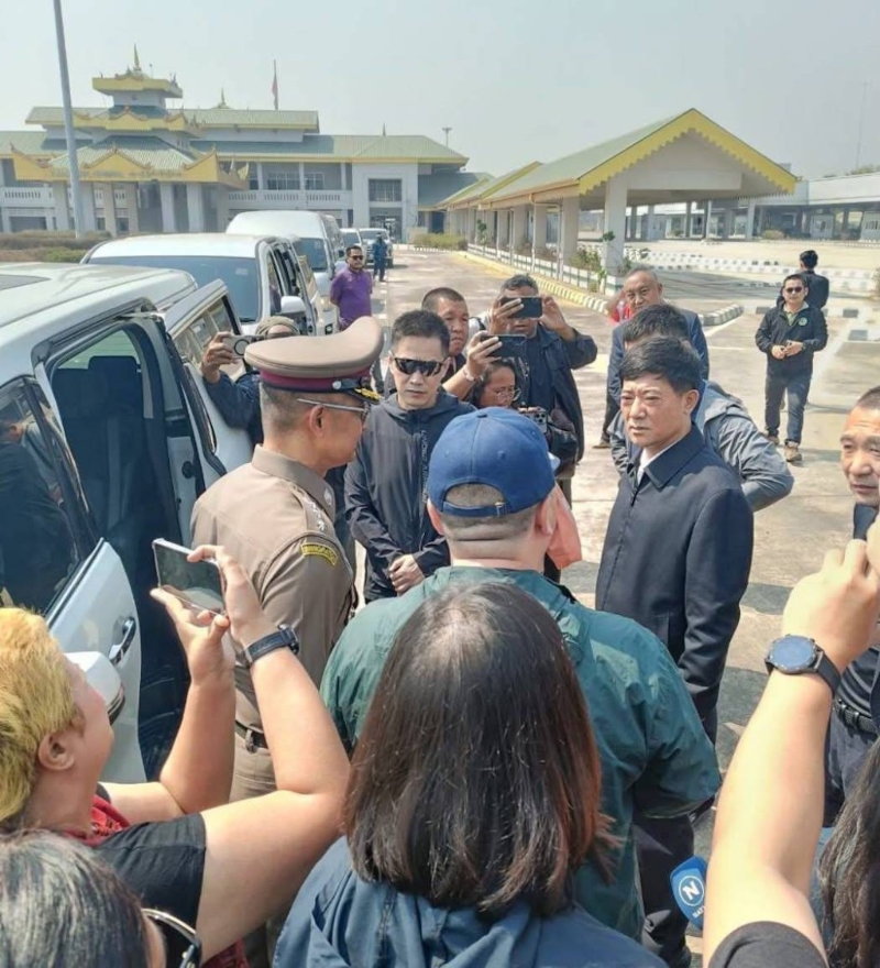 中國公安部部長助理劉忠義昨天抵達泰國后，再進入緬甸妙瓦底考察。 X@maliangshui.jpg