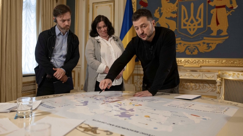 澤連斯基在總統辦公室受訪