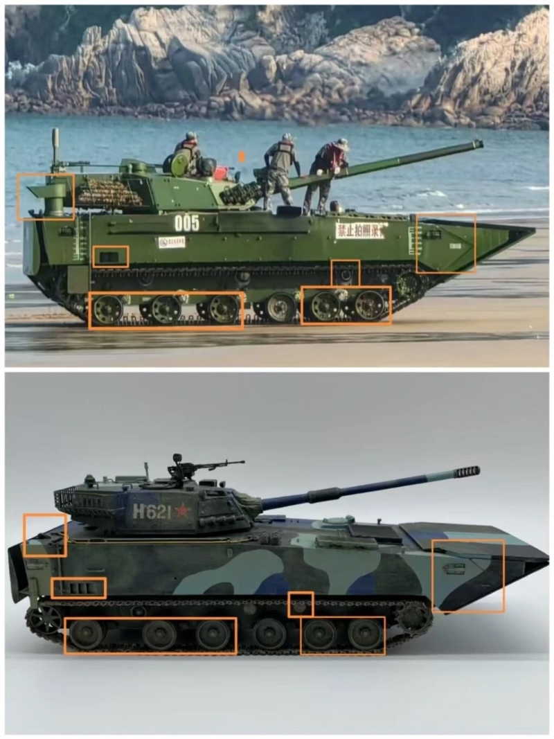 兩代兩棲裝甲車外部比較。