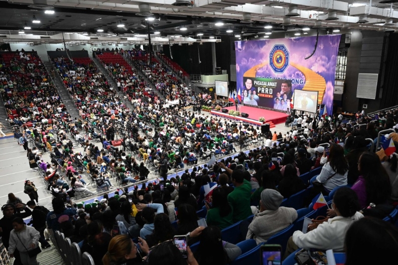 二千多名在港菲律賓工作人士入場參與大會。AFP