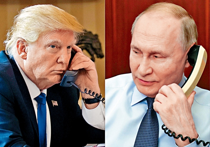 特朗普、普京講電話的檔案照。.jpg