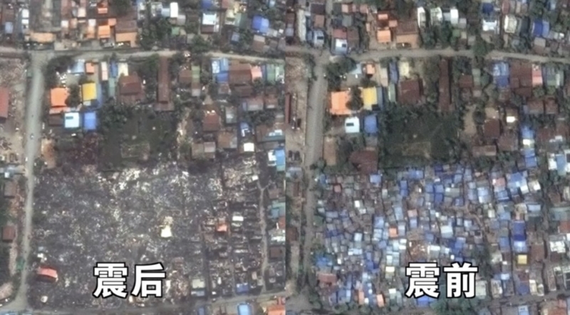 震區前后衛星對比圖。新京報