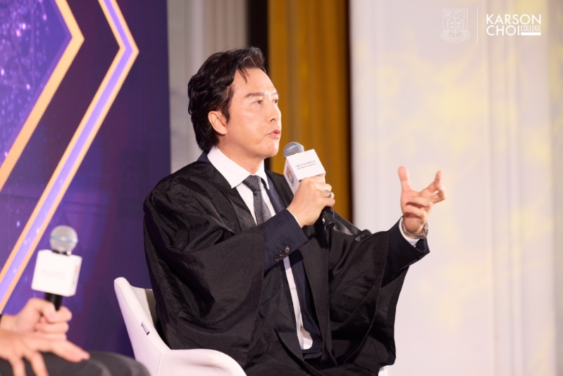 國際影星甄子丹出席首屆高桌晚宴，與學子深度對話。