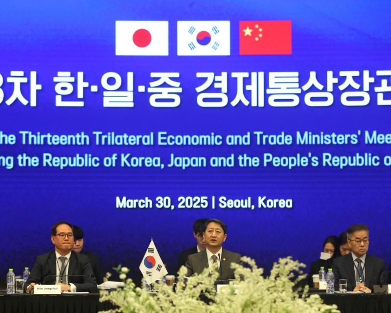 第13次中日韓經貿部長會議3月30日在韓國首爾舉行 。 美聯社