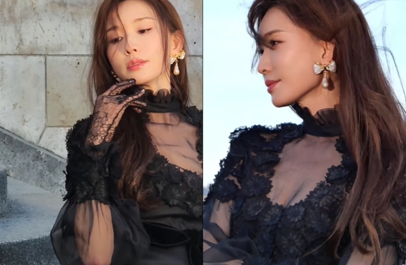 林志玲公開巴黎30秒片，黑紗透視洋裝50歲身材全看光