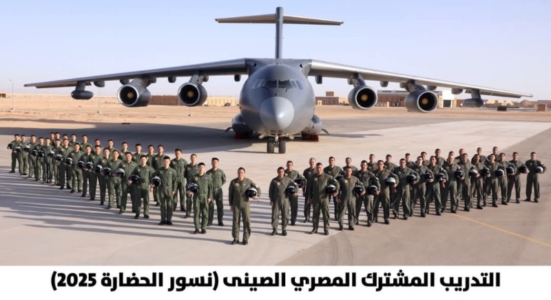 中?？哲娙藛T和中國運20合影。  埃及國防部