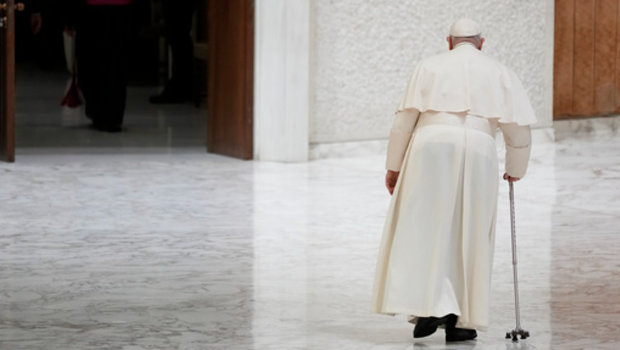 教宗方濟各在梵蒂岡保祿六世大廳會見圣母大殿“耶穌誕生實境劇”的表演者后離場