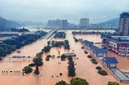 貴州榕江縣城水浸嚴重。