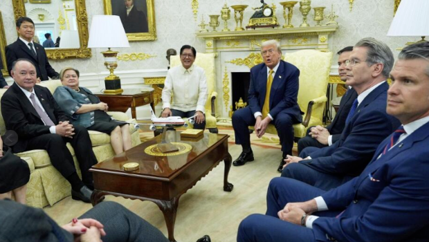 當地時間7月22日，特朗普在白宮與菲律賓總統馬科斯會晤。