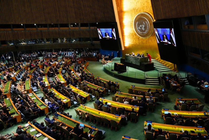 巴勒斯坦總統于聯合國影片發表講話