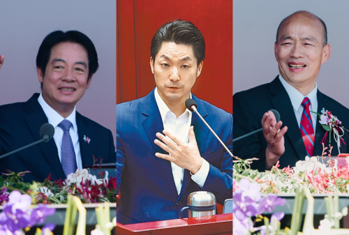 傳賴清德(左)為安撫黨員喊出“蔣萬安(中)沒有那么強，跟韓國瑜(右)差不多而已”，引發討論。