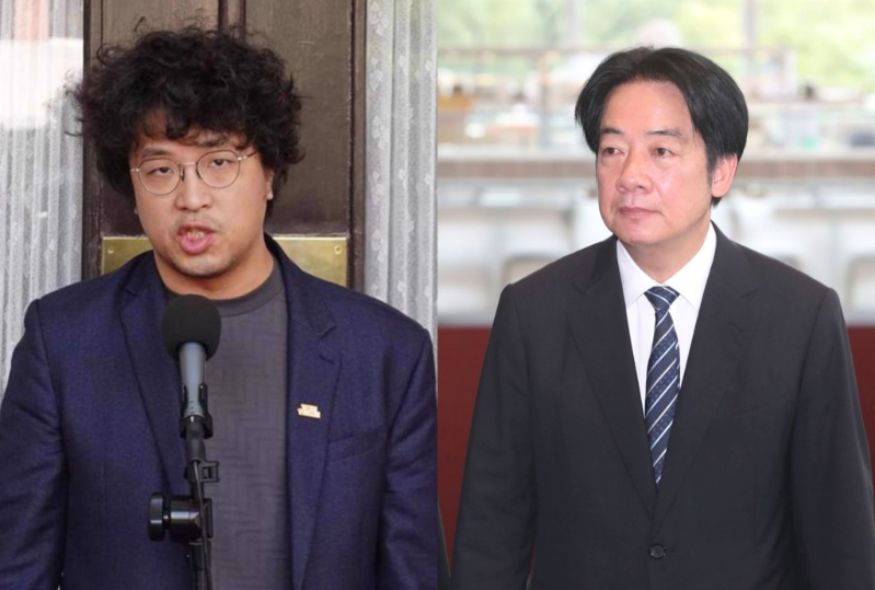 沈伯洋(左)是否參選臺北市長熱議不斷，謝寒冰催促民進黨主席賴清德(右)趕快提名。